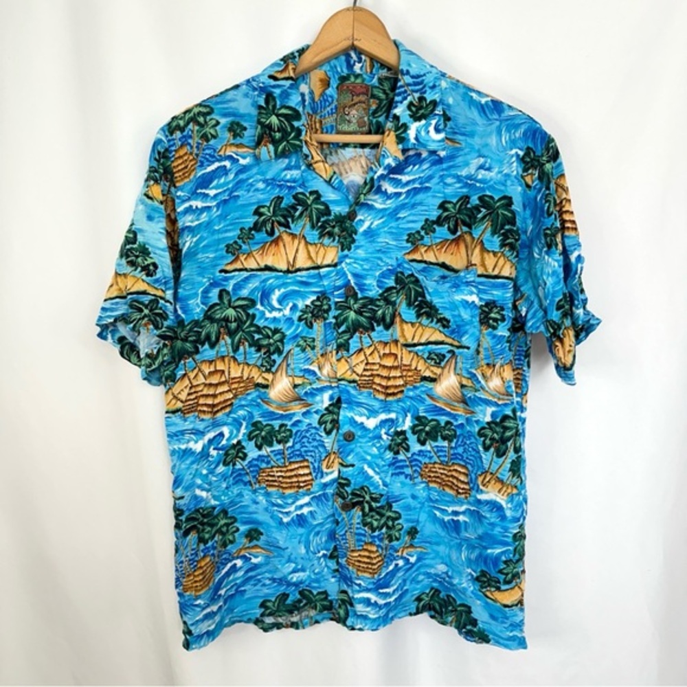 Pineapple Connection Hawaiian Polo Shirt Mens Large Tropical‎ Coastal Summer